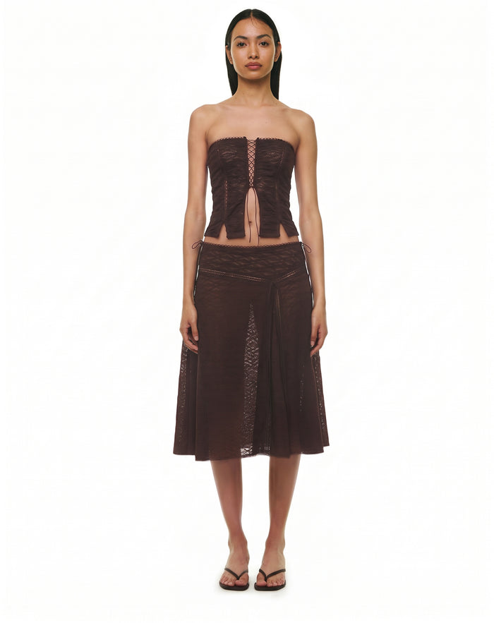 LILA MIDI SKIRT & LILA STRAPLESS LACE