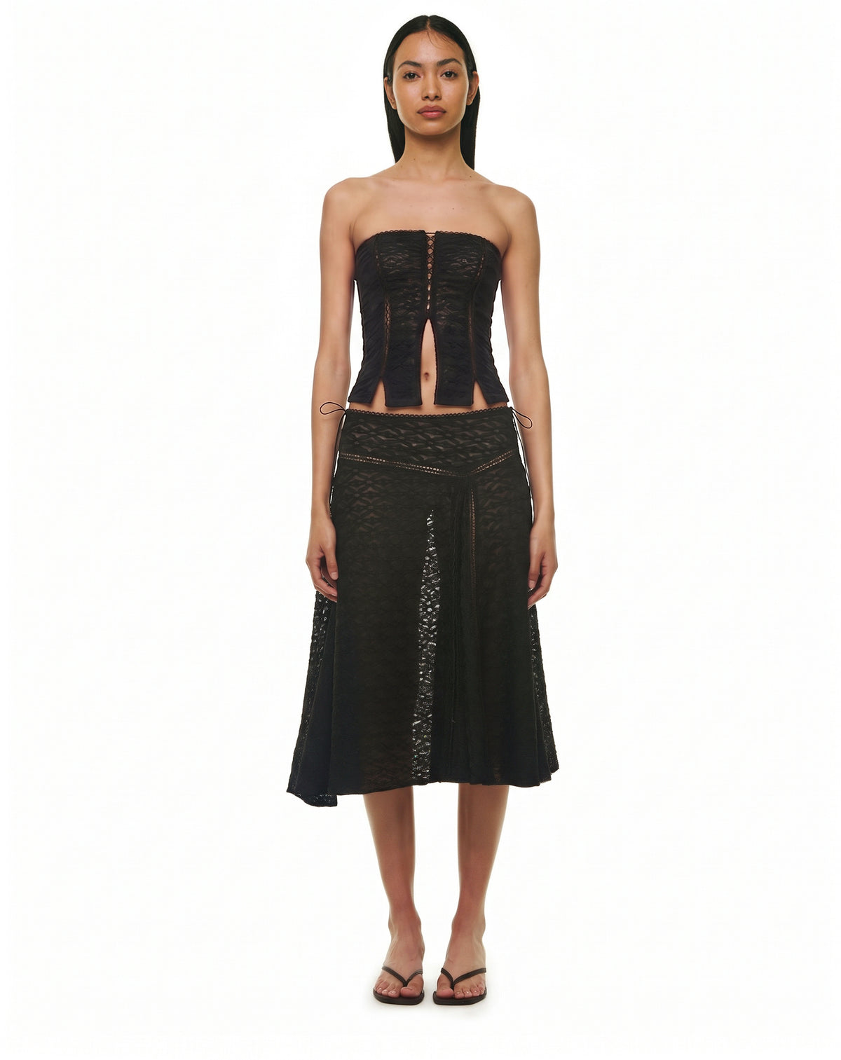 LILA MIDI SKIRT & LILA STRAPLESS LACE